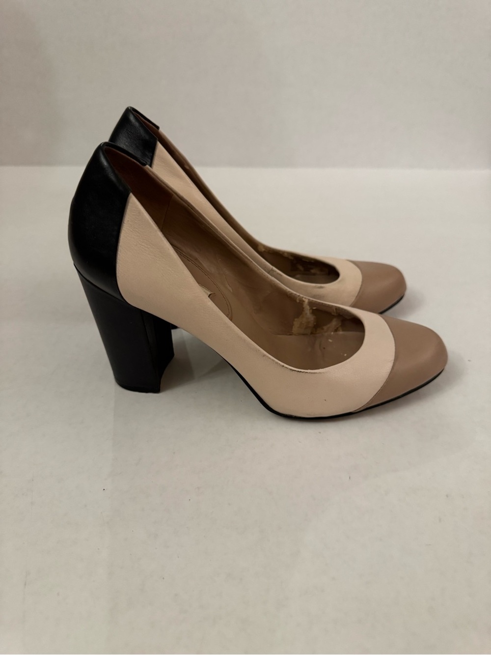 Banana Republic Beige, Taupe & Black Colorblock Block Heel Pumps